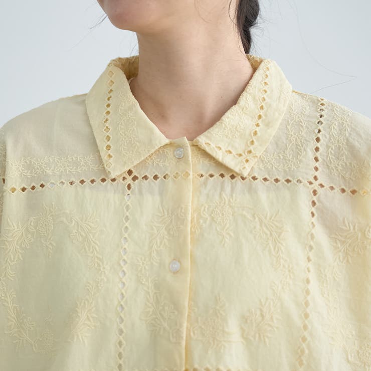 パッチワーク風フラワー刺繍半袖シャツ | coen【women】 | 詳細画像24 