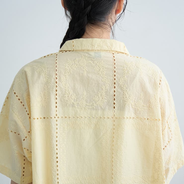 パッチワーク風フラワー刺繍半袖シャツ | coen【women】 | 詳細画像27 