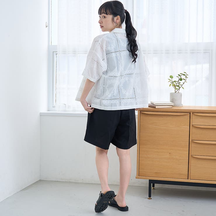 パッチワーク風フラワー刺繍半袖シャツ | coen【women】 | 詳細画像3 