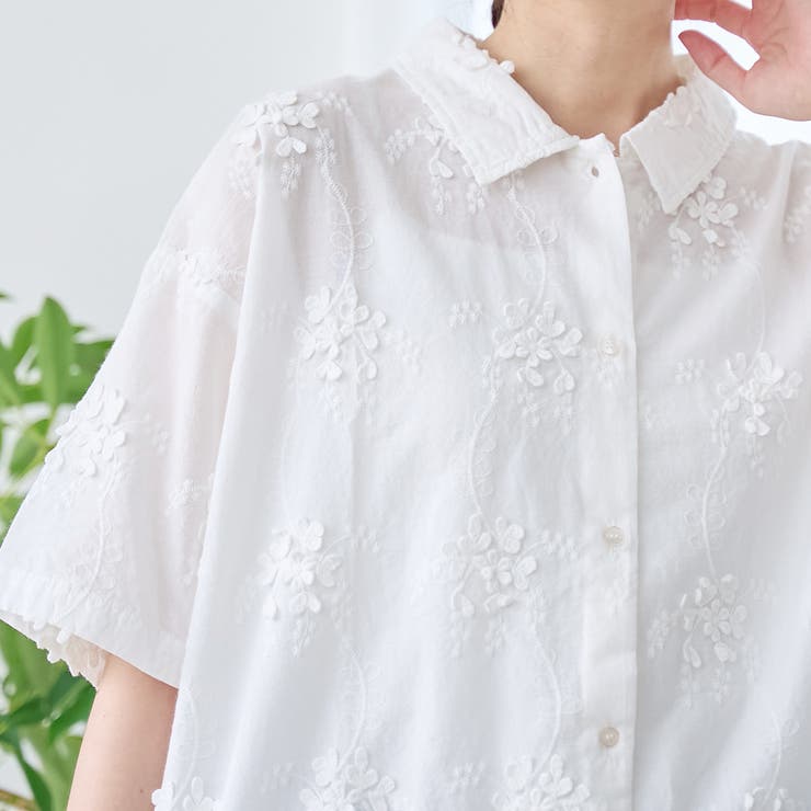 3Dフラワー刺繍 ハーフスリーブシャツ | coen【women】 | 詳細画像10 