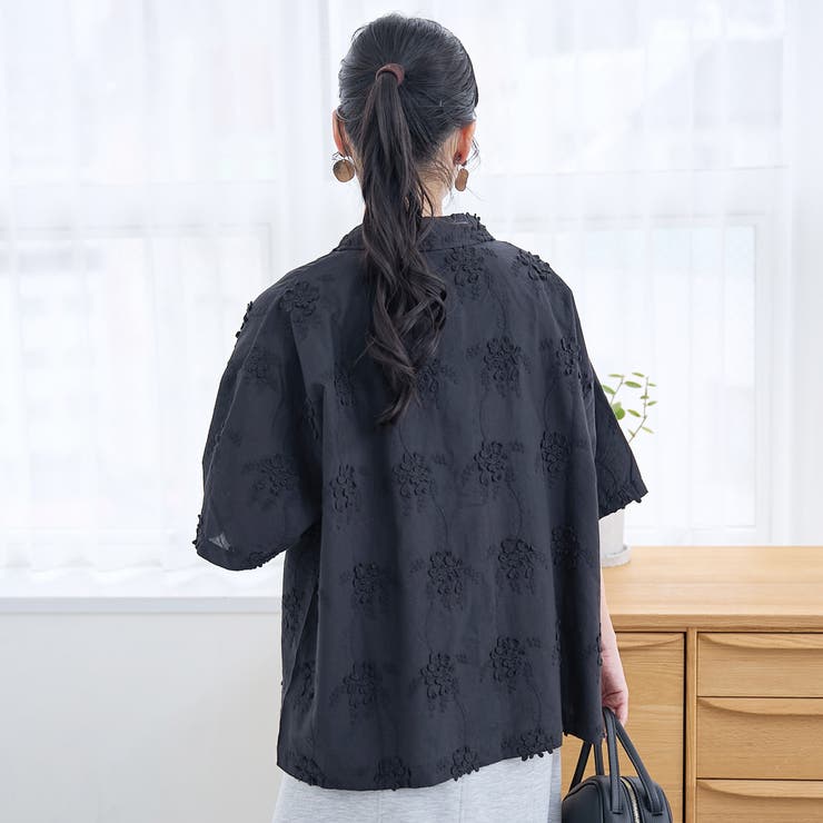 3Dフラワー刺繍 ハーフスリーブシャツ | coen【women】 | 詳細画像15 