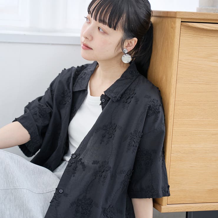 3Dフラワー刺繍 ハーフスリーブシャツ | coen【women】 | 詳細画像19 