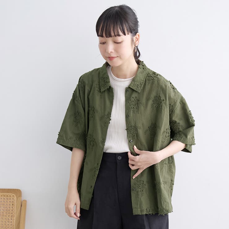 3Dフラワー刺繍 ハーフスリーブシャツ | coen【women】 | 詳細画像23 