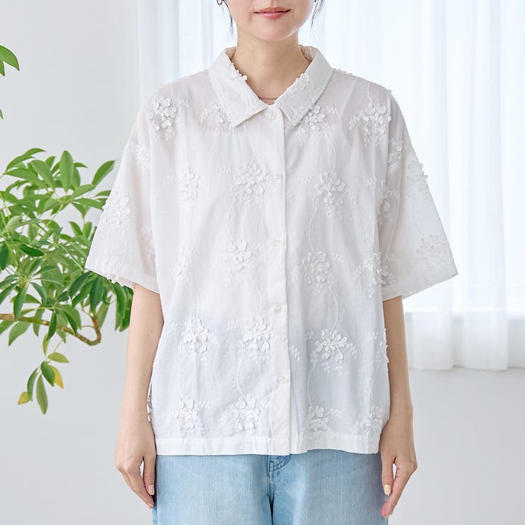 3Dフラワー刺繍 ハーフスリーブシャツ | coen【women】 | 詳細画像27 