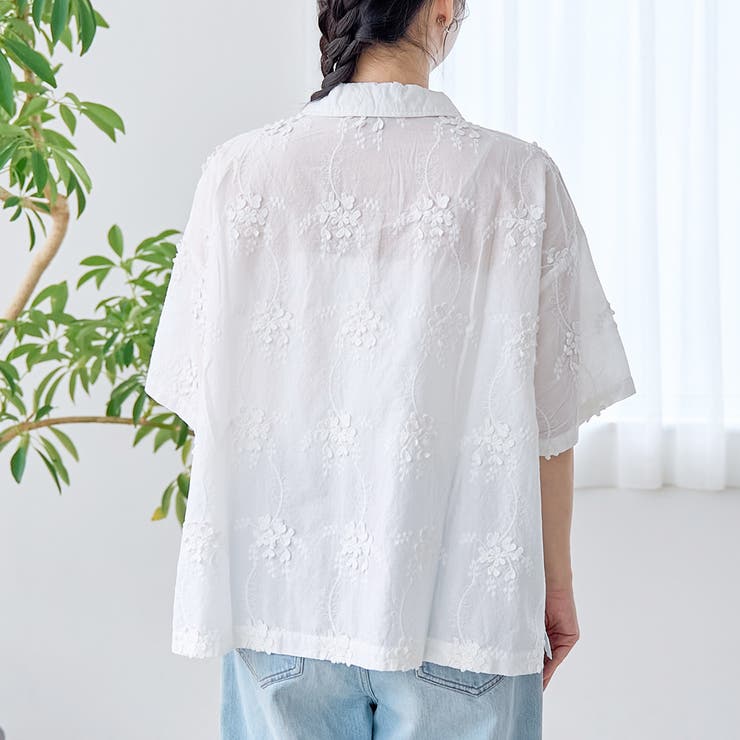 3Dフラワー刺繍 ハーフスリーブシャツ | coen【women】 | 詳細画像29 