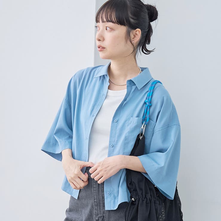 LT.BLUE | 【吸水速乾 / 防しわ】シアー ポリエステルボイル 半袖シャツ | coen【women】