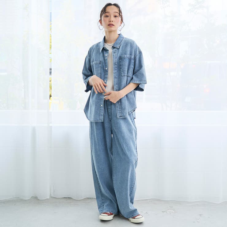 コットンレーヨンデニム半袖シャツ【インフルエンサー紹介アイテム】 | coen【women】 | 詳細画像11 
