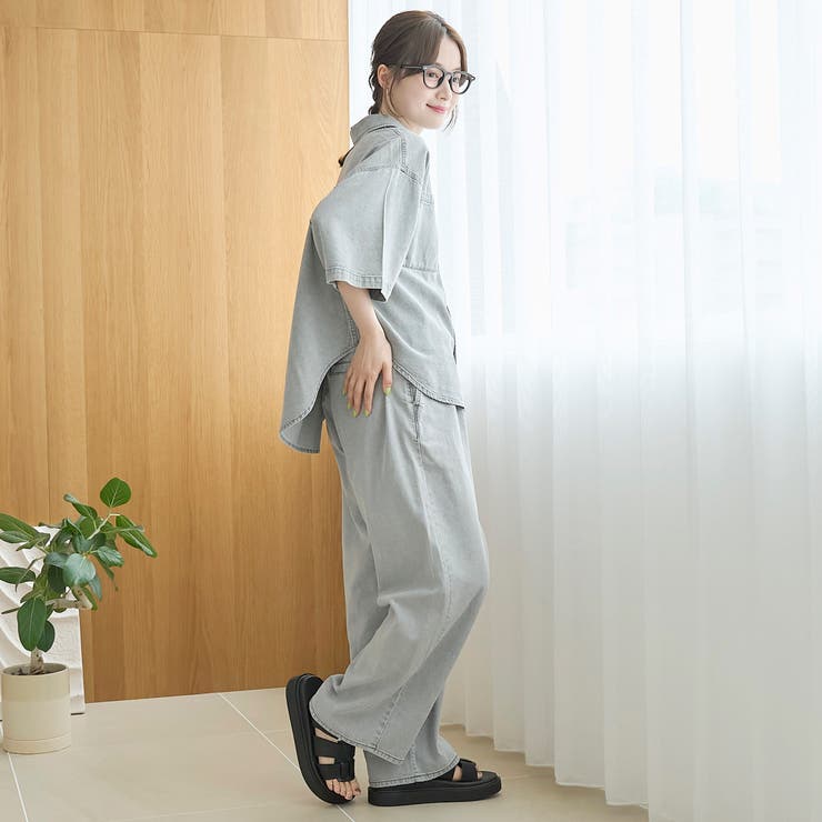 コットンレーヨンデニム半袖シャツ【インフルエンサー紹介アイテム】 | coen【women】 | 詳細画像3 
