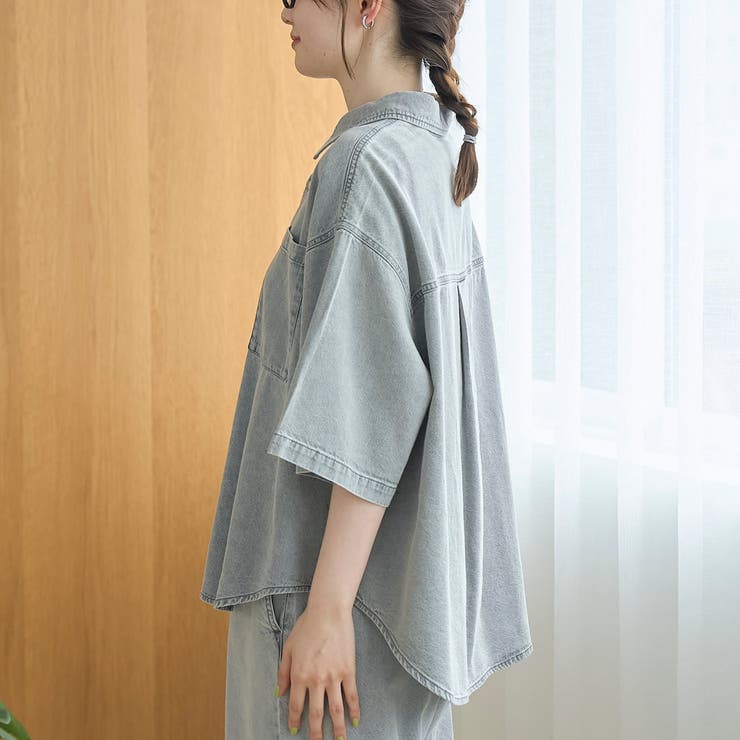 コットンレーヨンデニム半袖シャツ【インフルエンサー紹介アイテム】 | coen【women】 | 詳細画像33 