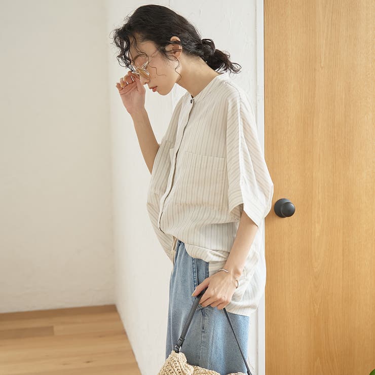 Wポケット バンドカラーストライプシャツ | coen【women】 | 詳細画像6 