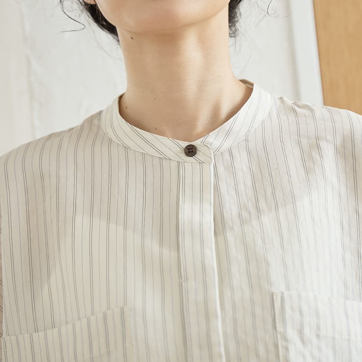 Wポケット バンドカラーストライプシャツ | coen【women】 | 詳細画像8 