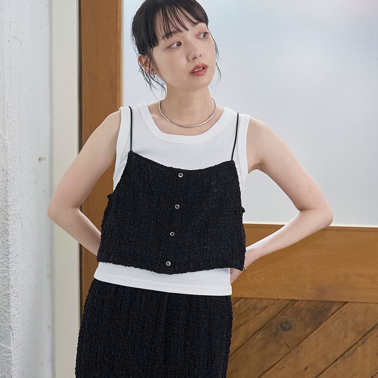 BLACK | ポコポコシアーキャミビスチェ | coen【women】