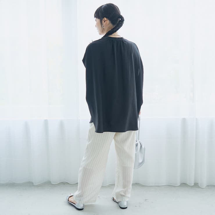 ポリエステルボイル タックバンドカラーシアーシャツ | coen【women】 | 詳細画像14 
