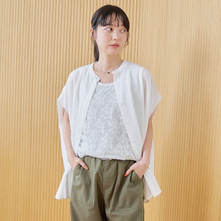 ポリエステルボイル タックバンドカラーシアーシャツ | coen【women】 | 詳細画像4 