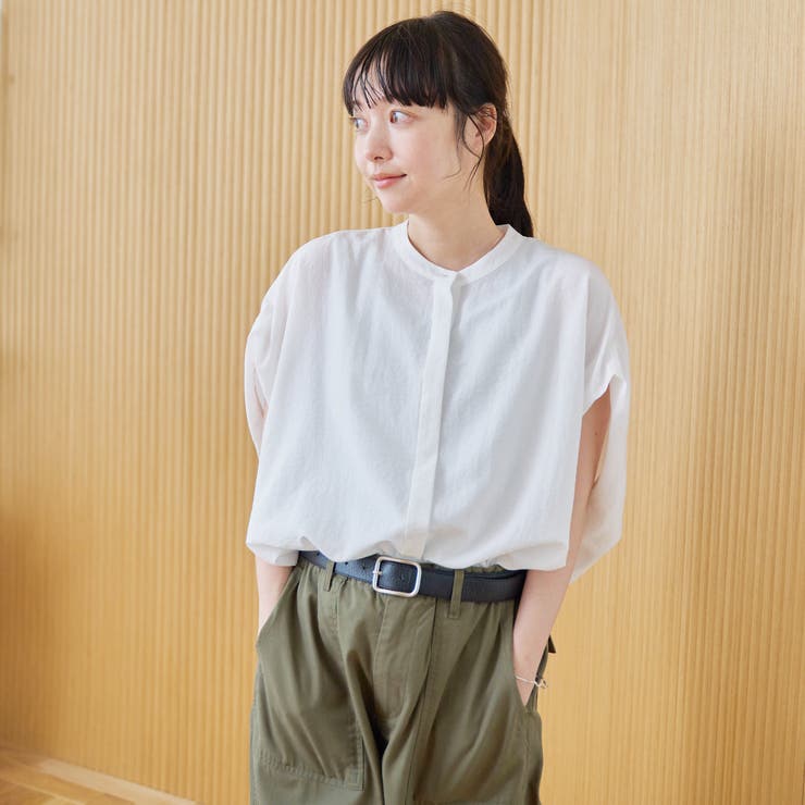 ポリエステルボイル タックバンドカラーシアーシャツ | coen【women】 | 詳細画像7 