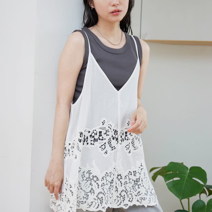 刺繍レース Aラインキャミソールビスチェ | coen【women】 | 詳細画像1 