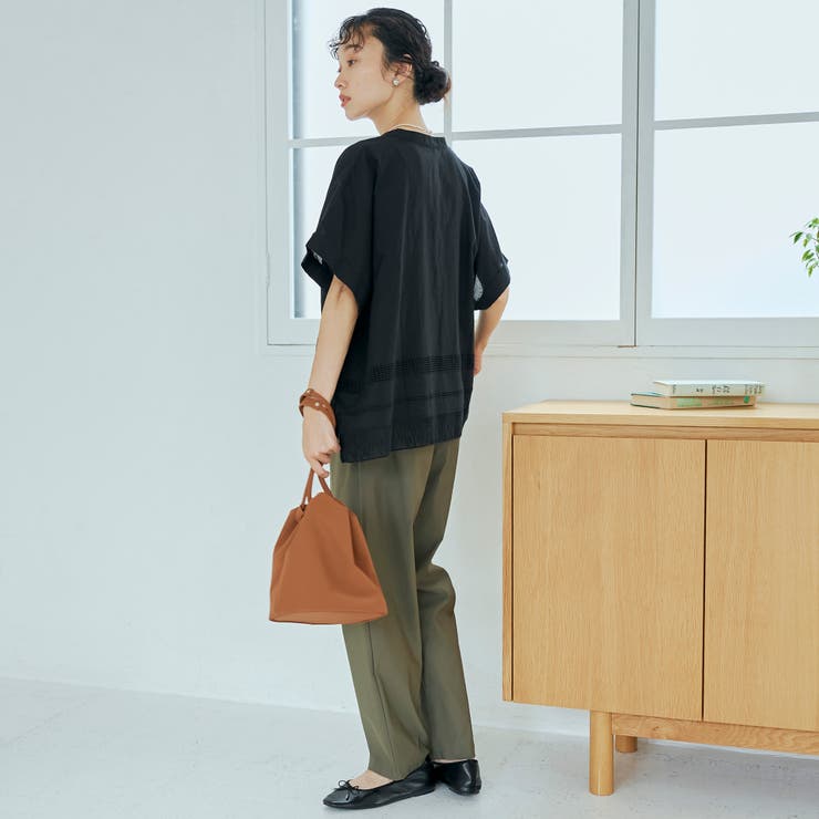 裾刺繍レース スキッパーシアーバンドカラーブラウス | coen【women】 | 詳細画像11 