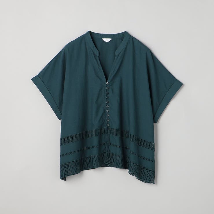 裾刺繍レース スキッパーシアーバンドカラーブラウス | coen【women】 | 詳細画像24 