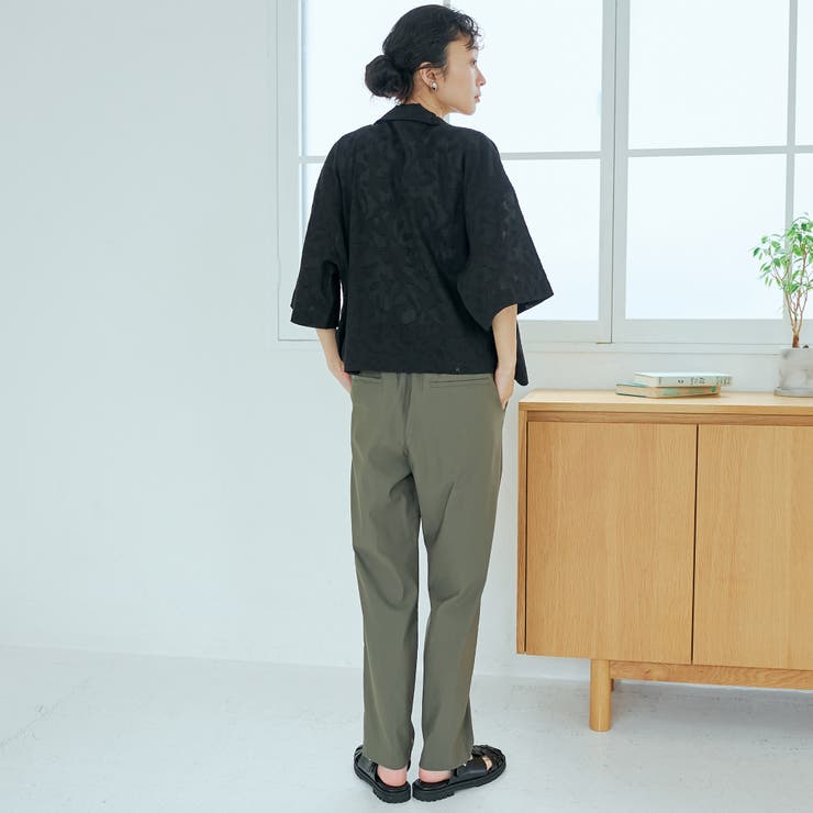 カットジャガード ショート丈レギュラーカラー半袖シャツ | coen【women】 | 詳細画像3 