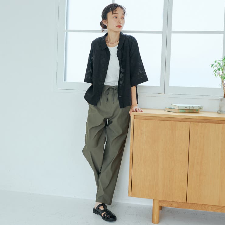 カットジャガード ショート丈レギュラーカラー半袖シャツ | coen【women】 | 詳細画像4 