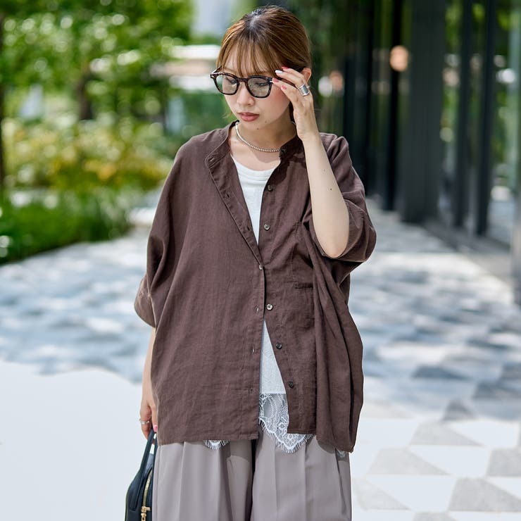 【接触冷感】リネンレーヨンドルマンバンドカラーシャツ | coen【women】 | 詳細画像12 
