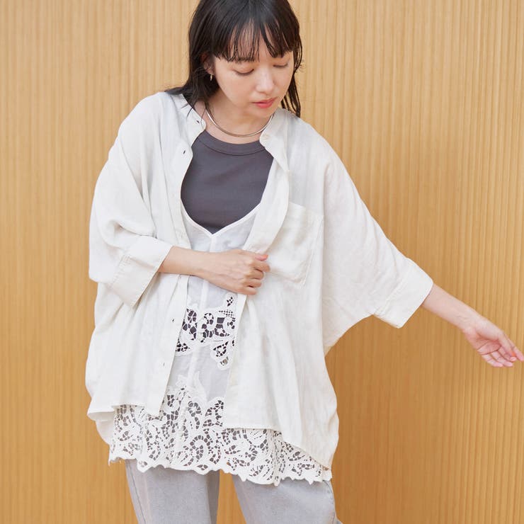 【接触冷感】リネンレーヨンドルマンバンドカラーシャツ | coen【women】 | 詳細画像4 