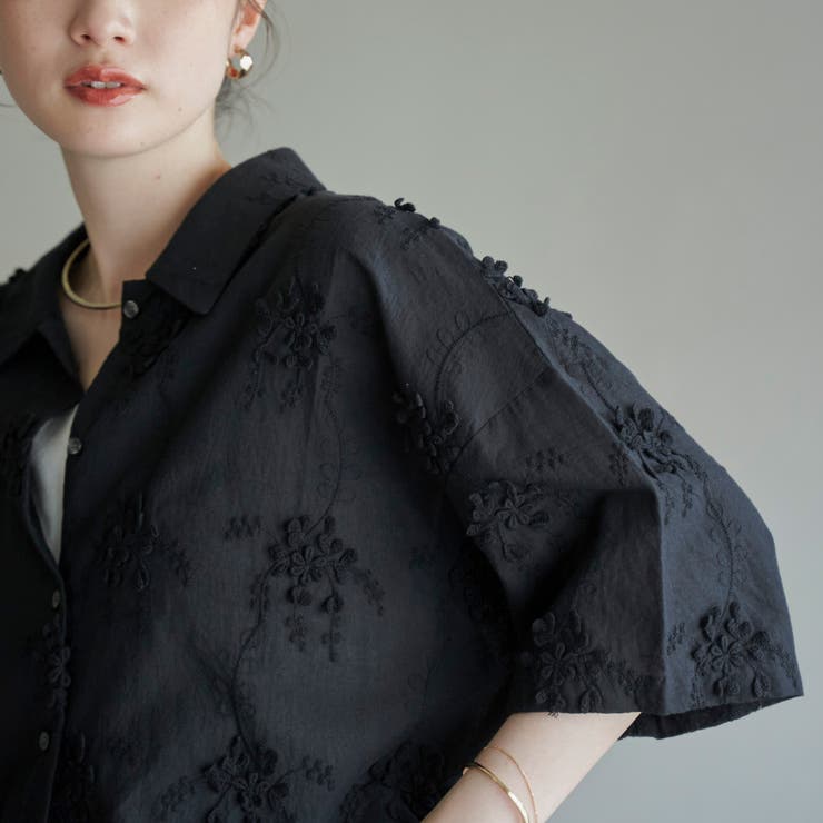 【新色登場・追加】3Dフラワー刺繍 ハーフスリーブシャツ | coen【women】 | 詳細画像12 