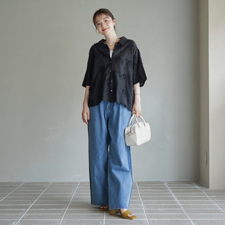 【新色登場・追加】3Dフラワー刺繍 ハーフスリーブシャツ | coen【women】 | 詳細画像14 