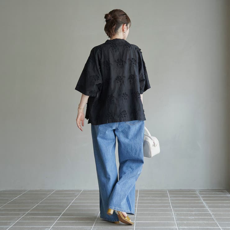 【新色登場・追加】3Dフラワー刺繍 ハーフスリーブシャツ | coen【women】 | 詳細画像16 