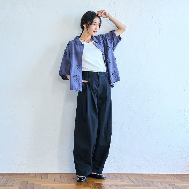 【新色登場・追加】3Dフラワー刺繍 ハーフスリーブシャツ | coen【women】 | 詳細画像21 