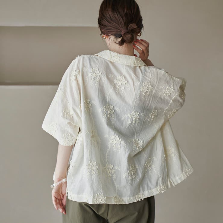 【新色登場・追加】3Dフラワー刺繍 ハーフスリーブシャツ | coen【women】 | 詳細画像25 