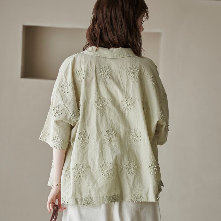 【新色登場・追加】3Dフラワー刺繍 ハーフスリーブシャツ | coen【women】 | 詳細画像32 