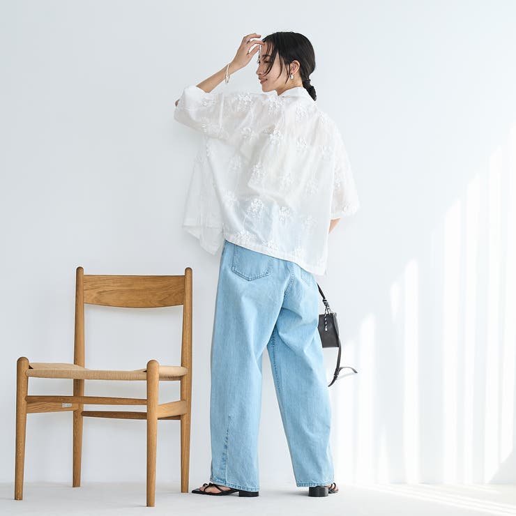 【新色登場・追加】3Dフラワー刺繍 ハーフスリーブシャツ | coen【women】 | 詳細画像7 
