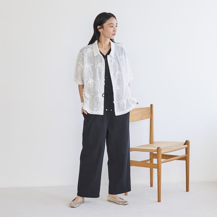 【新色登場・追加】3Dフラワー刺繍 ハーフスリーブシャツ | coen【women】 | 詳細画像8 