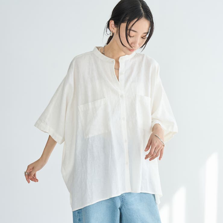 OFF WHITE | リネンレーヨンスクエアドルマンブラウス | coen【women】