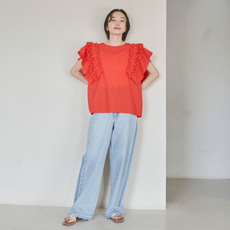 kaene スカラップトップス kaene（カエン）の「ドットxスカラップレースワンピース