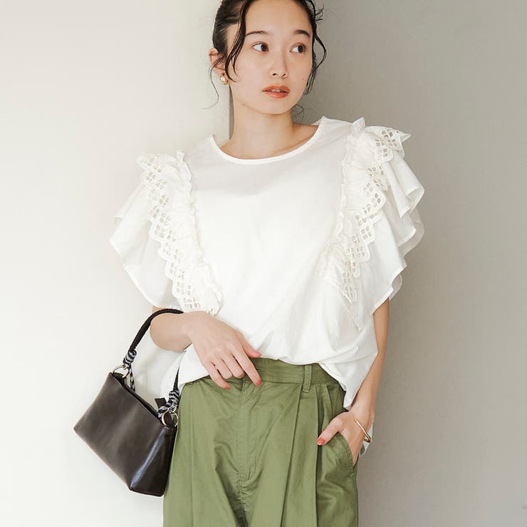 OFF WHITE | スカラップレースフリルスリーブブラウス | coen【women】