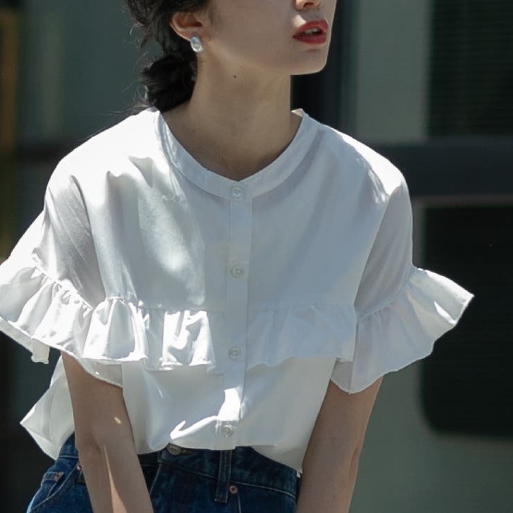 WEB限定】前後2WAYフリルシャツブラウス[品番:COEW0004535 WEB限定】前後2WAYフリルシャツブラウス[品番:COEW0004535
