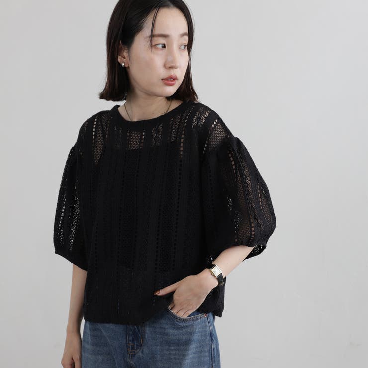 WEB限定】2WAYクラフトレースボリュームスリーブブラウス[品番  