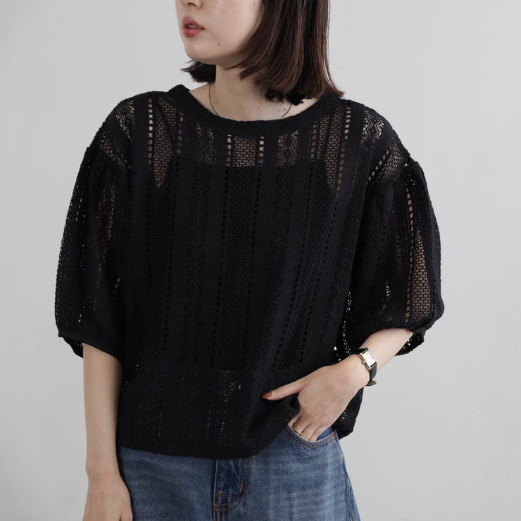 WEB限定】2WAYクラフトレースボリュームスリーブブラウス[品番  