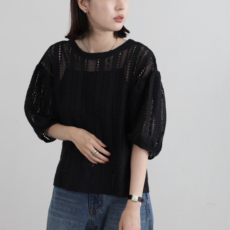 WEB限定】2WAYクラフトレースボリュームスリーブブラウス[品番  