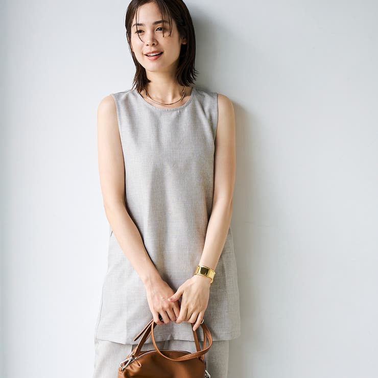 BEIGE | 【RONEL】リネンライクノースリーブチュニック | coen【women】