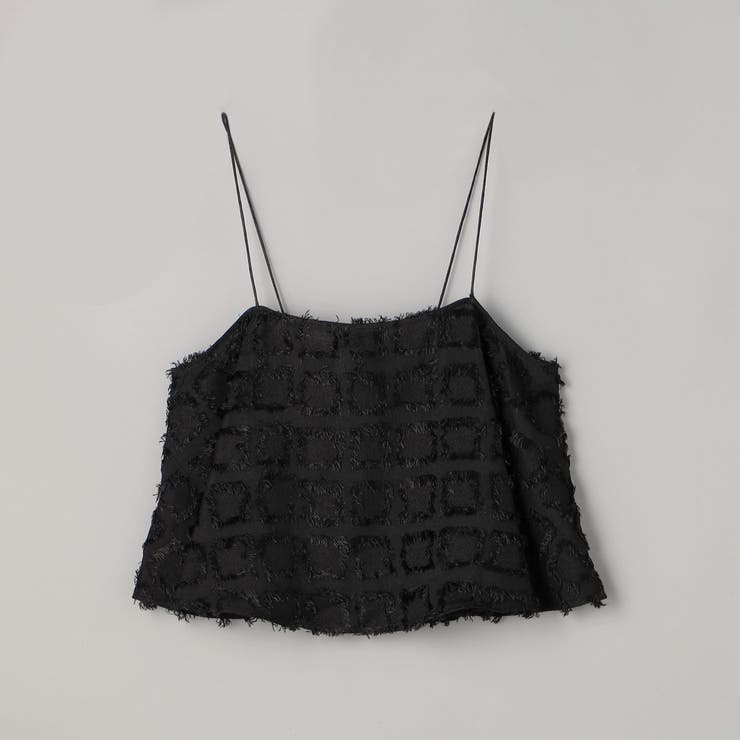 BLACK | カットジャガードチェックキャミトップス | coen【women】