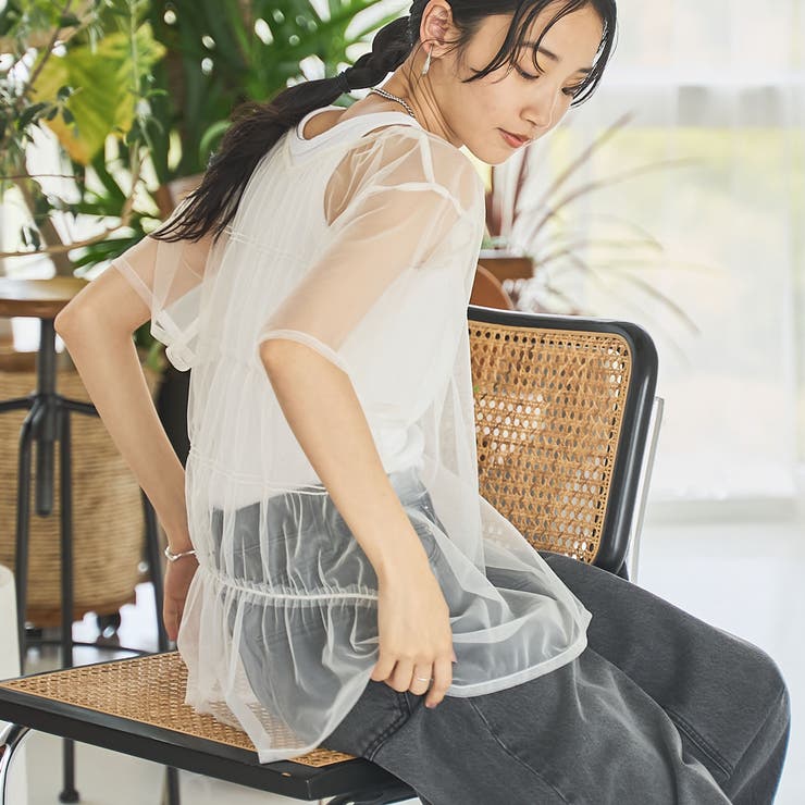 OFF WHITE | 2WAYチュールプルオーバー | coen【women】