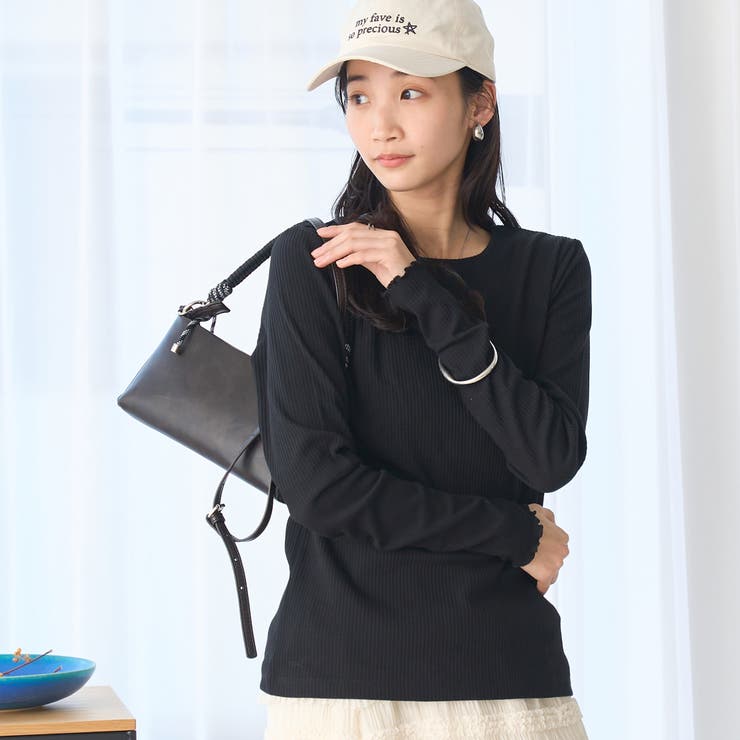 BLACK | 【定番 / 新色追加】メロークルーネックロンT | coen【women】