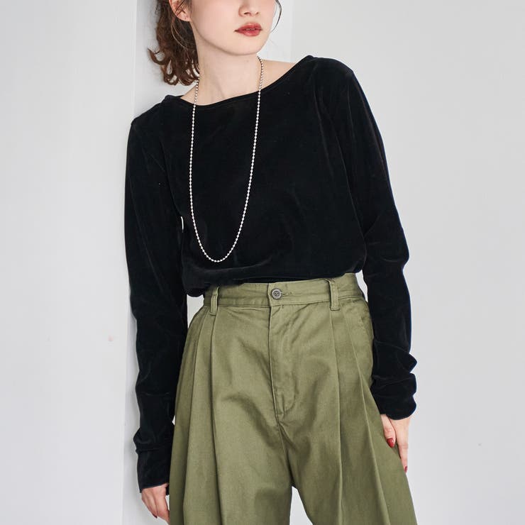 BLACK | シアーベロアロンT | coen【women】