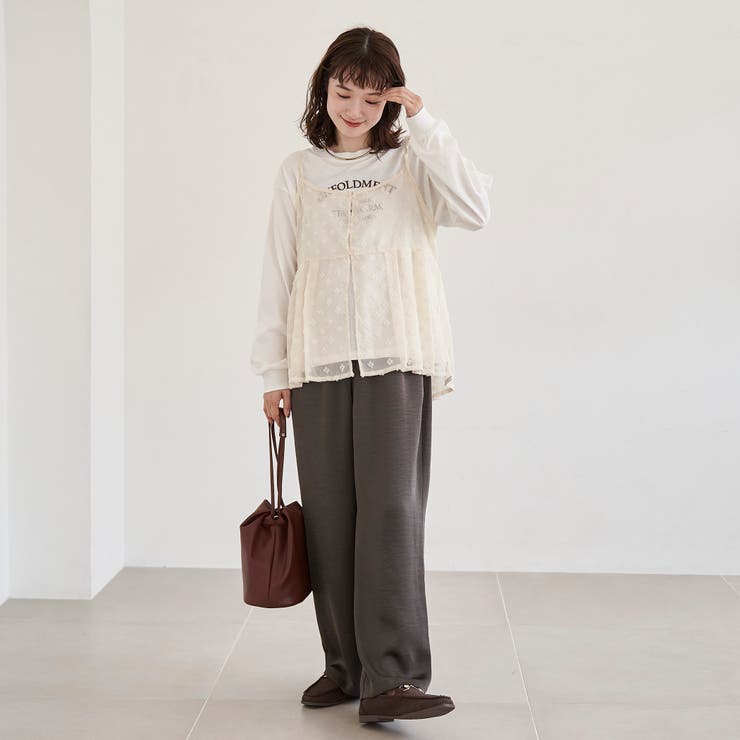 【セットアイテム】ドビーシフォンキャミソール セットロゴロンT | coen【women】 | 詳細画像5 