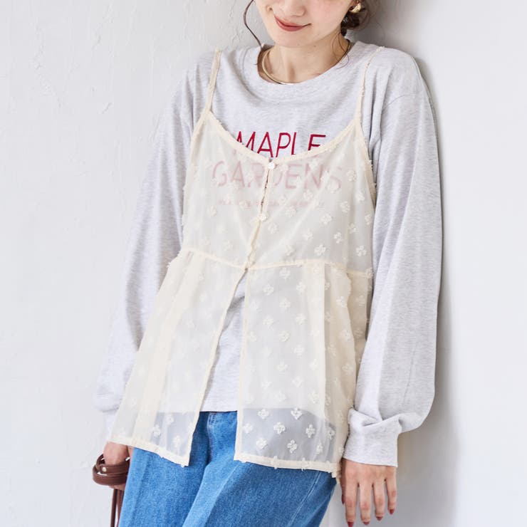 NATURAL | 【セットアイテム】ドビーシフォンキャミソール セットロゴロンT | coen【women】