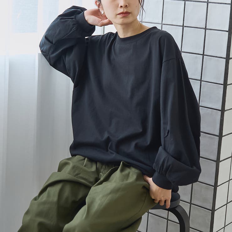 BLACK | 【再入荷・新色登場】USAコットンボリュームスリーブロンTEE | coen【women】