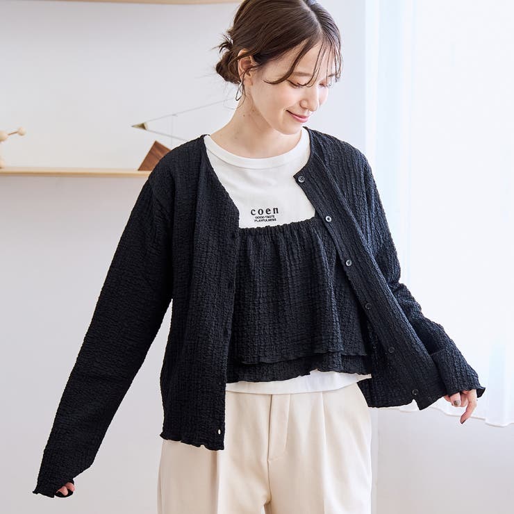 BLACK | 【セットアイテム】ポコポコキャミカーディガン マルチWAYセット | coen【women】